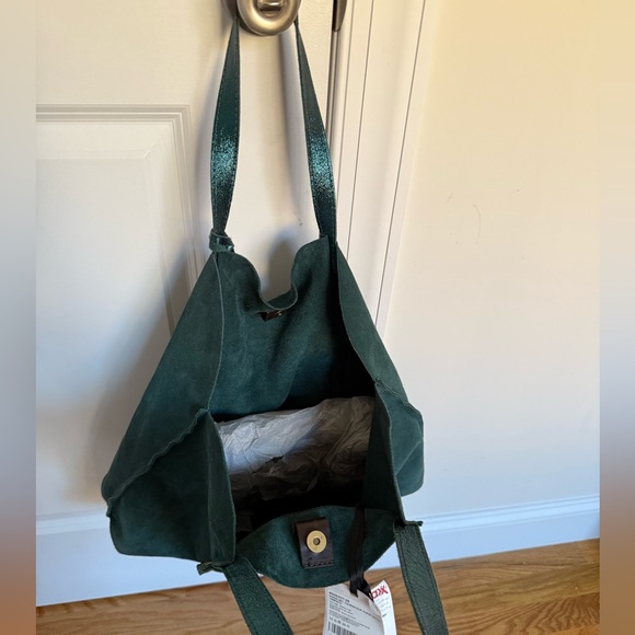 Emerald Green Suede Tote Bag - Picture 8 of 11